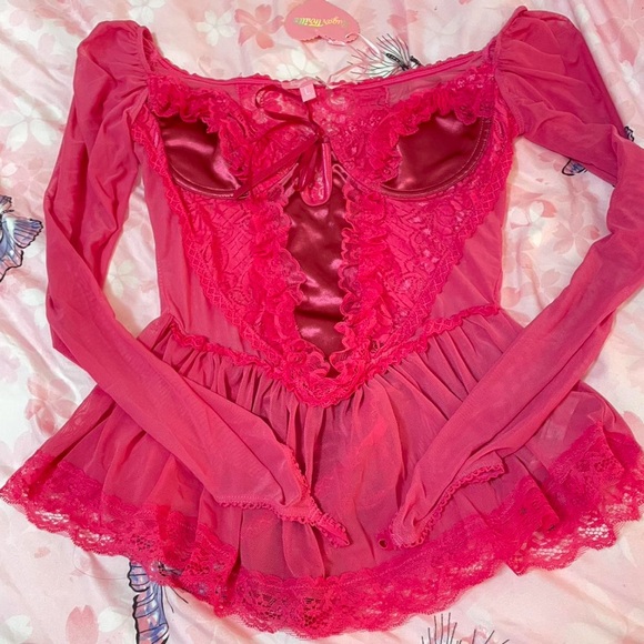 Sugar Thrillz Dresses & Skirts - Sugar Thrillz Pinup Coquette Girl Lingerie Long Sleeve Mini Dress